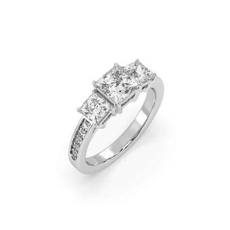 Princess Cut Diamond Three Stone Engagement Ring