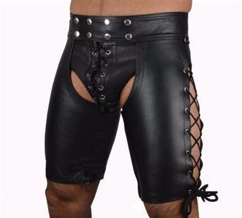 gay men sexy faux leather underwear adult sexy costumes lace up jockstrap gay bar clue pole