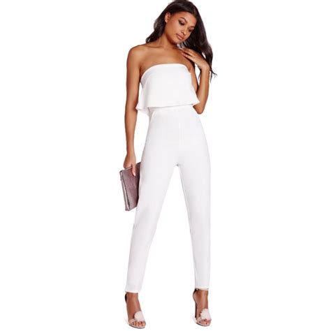 White Rompers Womens Jumpsuits 2016 Strapless Jumpsuit Women Sexy High