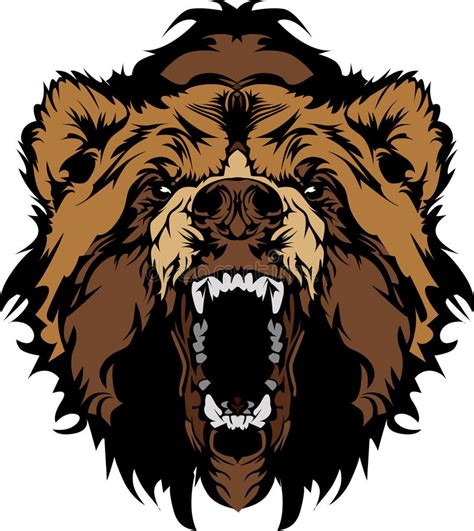 Grizzly Bear Mascot Head Graphic Stock Vector