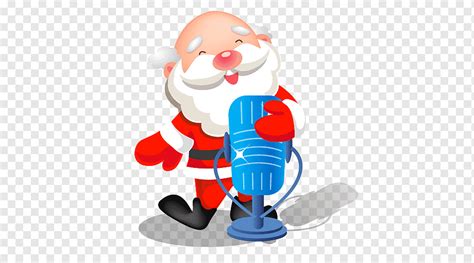 Santa Claus Christmas Ornament Fictional Character Illustration Santa Singing Microphone