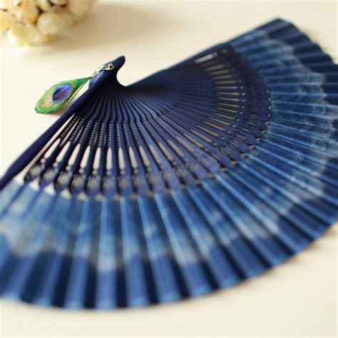 Japan Silk Folding Fan Peacock Pocket Fan Diy Handcraft Wedding Party