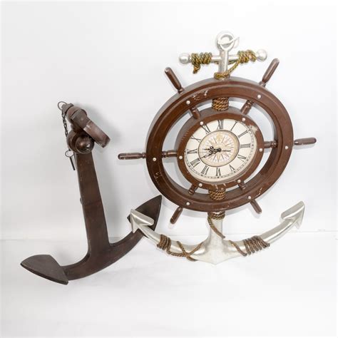 Nautical Themed Wall Clock And Anchor Ebth