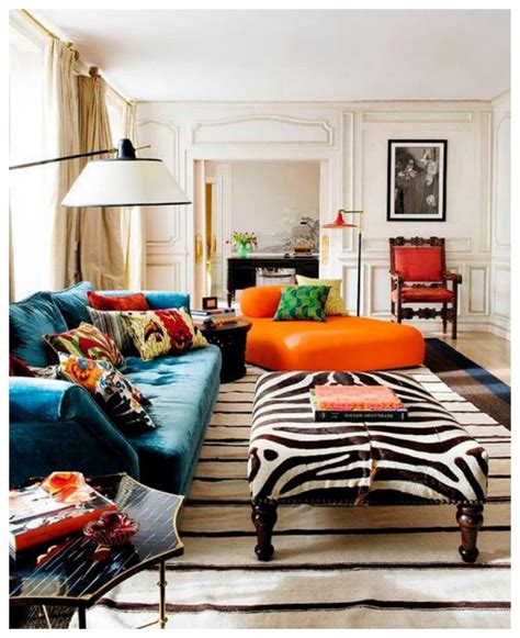 Obsessing Over Zebra Ottomans Living Room Orange Living Room Decor Orange Eclectic Living Room