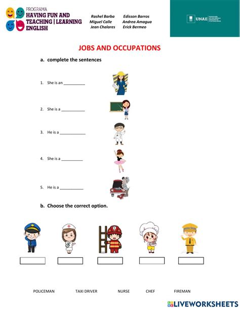 Jobs And Occupations Interactive Activity For 1