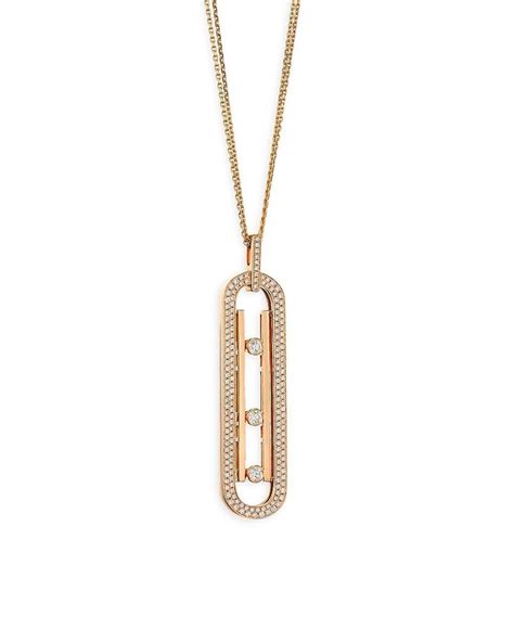 Messika Move 10th Anniversary Diamond And 18k Rose Gold Pendant Necklace