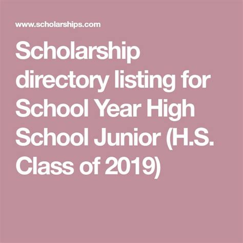Scholarship Directory Listing For School Year High School Junior Hs