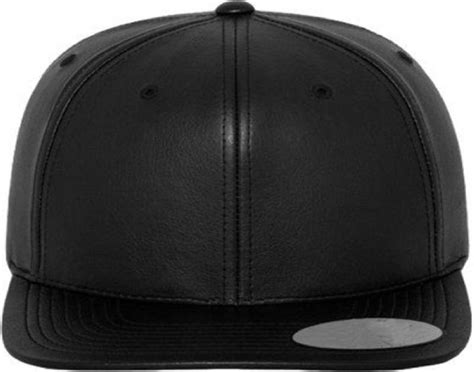 Buy Fas Solid Black Faux Leather Snapback Baseball Hip Hop Cap