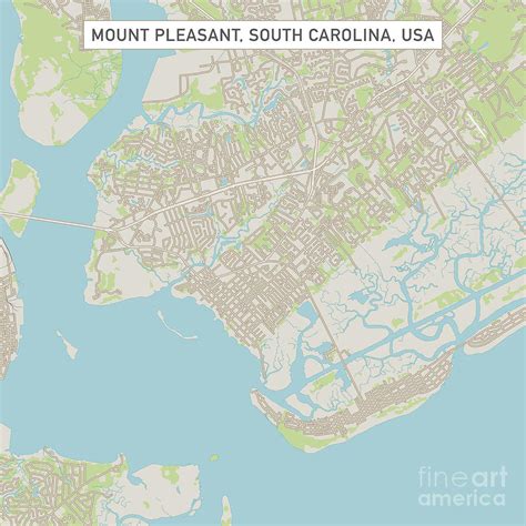 Mount Pleasant South Carolina Us City Street Map Digital Art By Frank