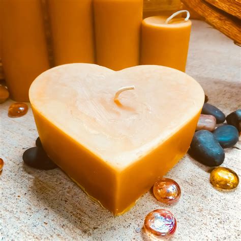 100 Pure Beeswax Heart Shaped Candle Large 4 Heart Etsy Heart