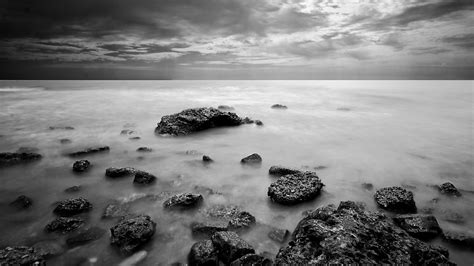 Black And White Landscapes Nature Monochrome Sea Wallpapers Hd