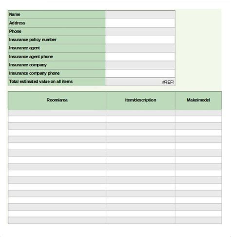 Estate Inventory Template Free Word Excel Pdf Documents Download