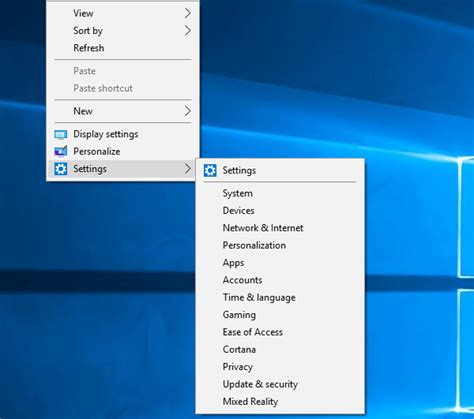 Add Settings Context Menu To Desktop In Windows 10