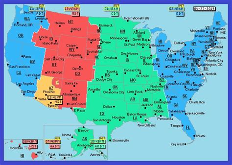 Usa Time Zone Map Large Printable Colorful State With