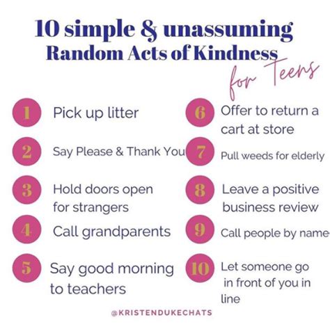 Simple Random Acts Of Kindness For Teens Kristen Duke