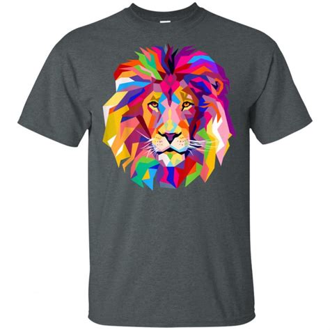 Elegant Cool Lion Head Design T Shirt With Bright Colorful Awesome