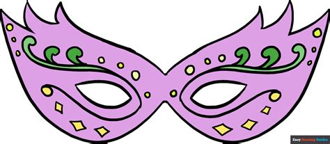 How To Draw A Mardi Gras Mask Easy Step By Step Drawing Tutorial