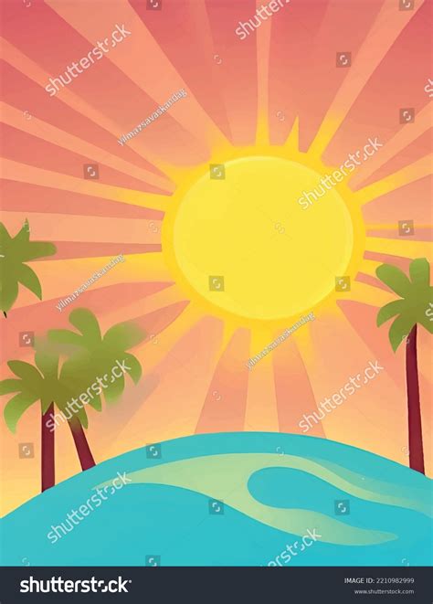 Hot Summer Sun On Beach Nature Stock Vector Royalty Free 2210982999