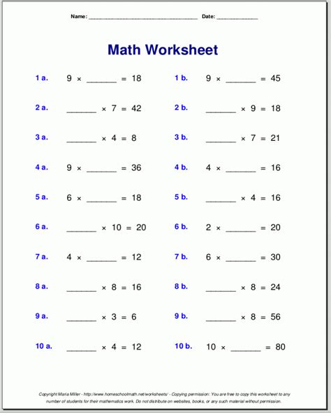 Here is a list of all of the maths skills students learn in grade 4! Printable Math Worksheets 4th Grade Multiplication | Math ...