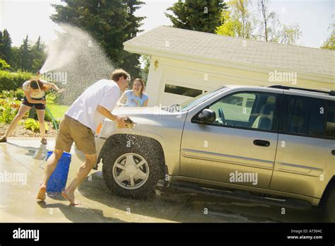 A Water Fight Stock Photo Alamy