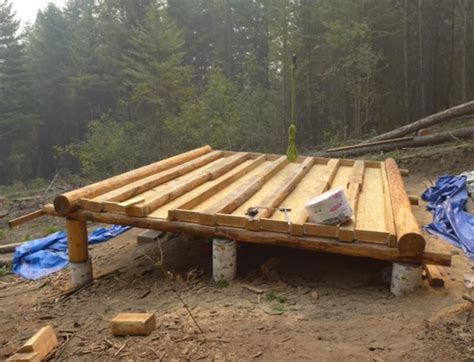 Off Grid Log Cabin Build Floor Construction With Images Log Cabin