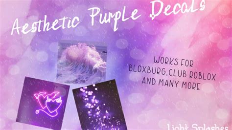 💜purple Aesthetic Decals 💜 Roblox Works For Bloxburg Club Roblox And More Youtube