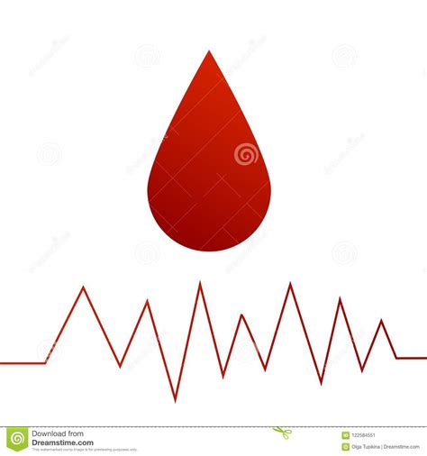Drop Of Blood Red Color Gradient And A Cardiogram Stock Vector