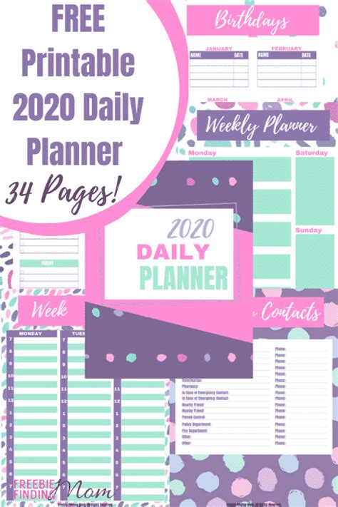 Free Printable 2020 Daily Planner Pages Total 34
