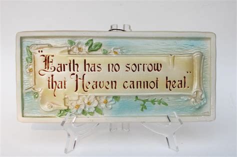 Vintage Chalkware Wall Plaque Motto Earth Has No Sorrow That Heaven