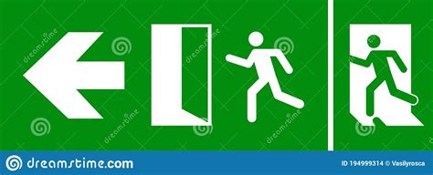 Emergency Fire Exit Sign Evacuation Fire Escape Door Vector Sign