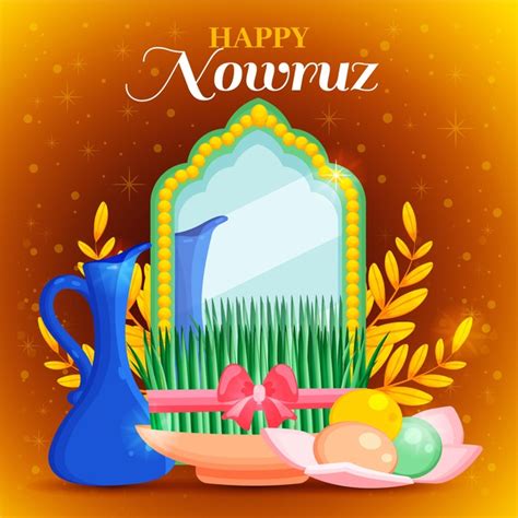 Premium Vector Hand Drawn Happy Nowruz Illustration With Mirror