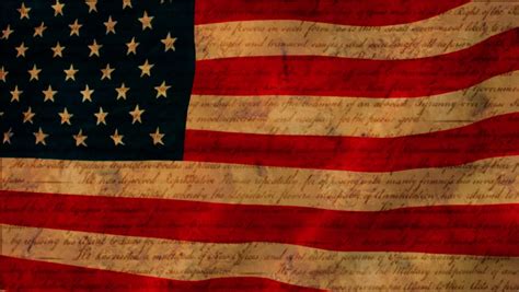 American Flag With Declaration Of Independence Parchment Texture Slow