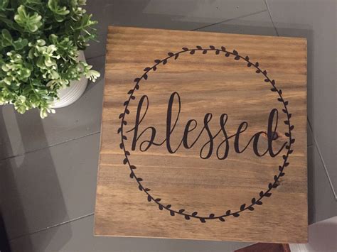 Blessed Wood Sign Hand Lettered Etsy Wood Signs Hand Lettering Wood