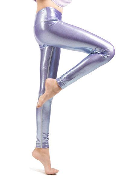 Mira Rae Laila Metallic Legging For Girls In Metallic Lilac Activewear