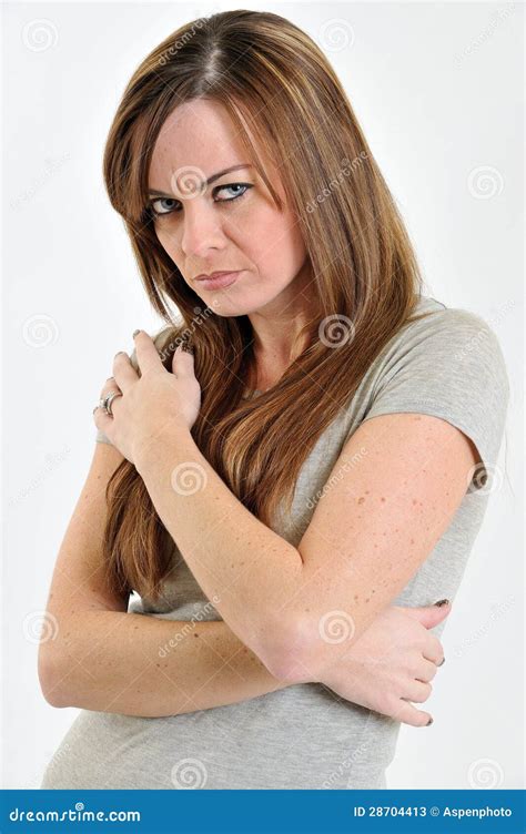 Brunette Woman Looking Sad Or Pouty Stock Image Image 28704413