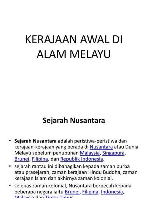 Sejarah tingkatan 2 bab 1 4 kerajaan alam melayu dan kerajaan luar yang sezaman. Kerajaan Awal Di Alam Melayu