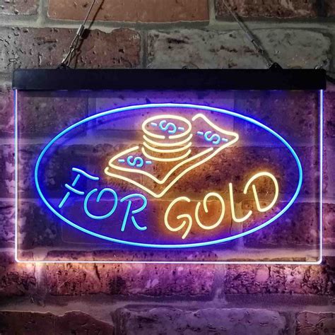 Cash For Gold Shop Business Dual Color Led Neon Sign St6 I3864 Etsy