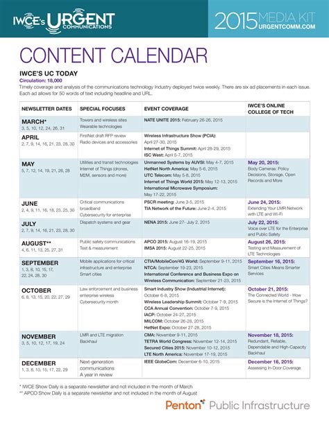 Printable Content Calendar