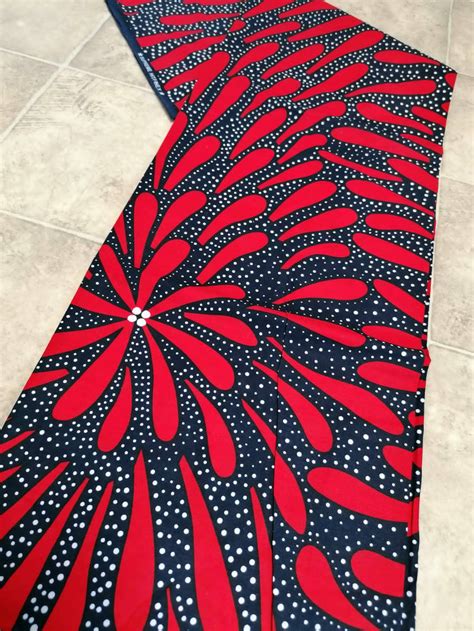 Red African Fabric Ankara Fabric By The Yard Dutch Wax Etsy