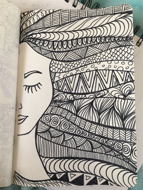 © © all rights reserved. Girl hair zentangle drawing with marker | Sharpie art, Mandala design art, Doodle art journals