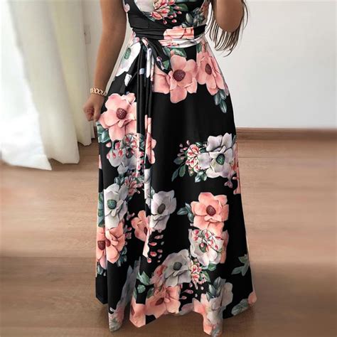 Xpressdecor Women Floral Print Maxi Summer Dress 2019
