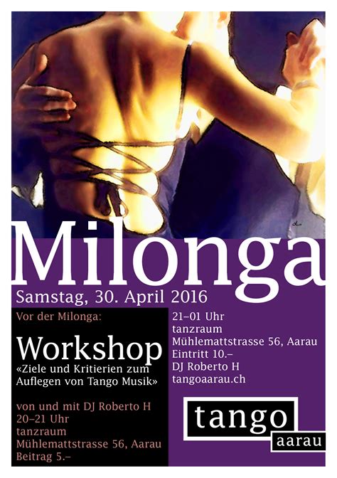 Samstag April Milonga Und Workshop Tangoaarau