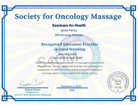 Society Of Oncology Massage Seminars For Health