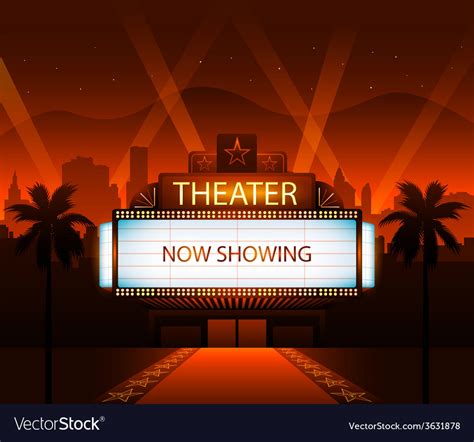 Now Showing Theater Movie Banner Sign Royalty Free Vector
