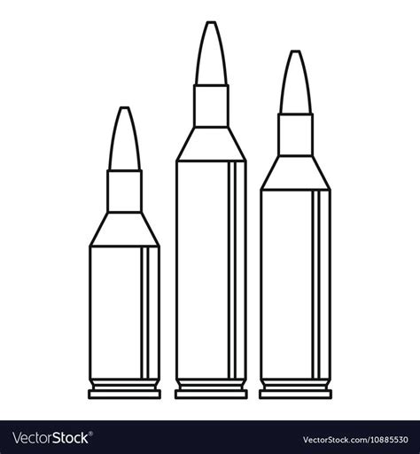 Bullet Ammunition Icon In Outline Style Isolated On White Background