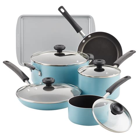 Farberware15 Piece Aluminum Nonstick Pots And Pans Set Cookware Set