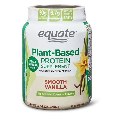 Equate Plant Based Protein Supplement Smooth Vanilla 2 Lbs