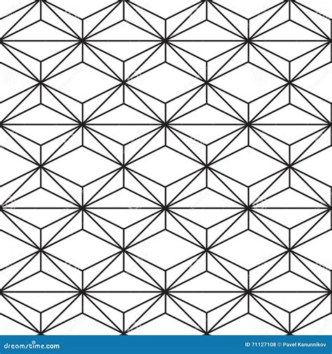 Seamless Black White Geometric Pattern Outline Stock Illustration