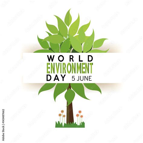 Vector Of A World Environment Day Tree And Text Over White Backdrop