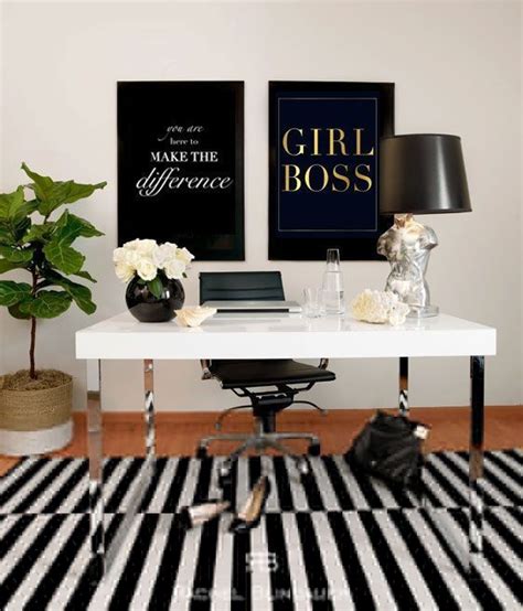 Black And White Office Inspiration Girl Boss Gold Foil